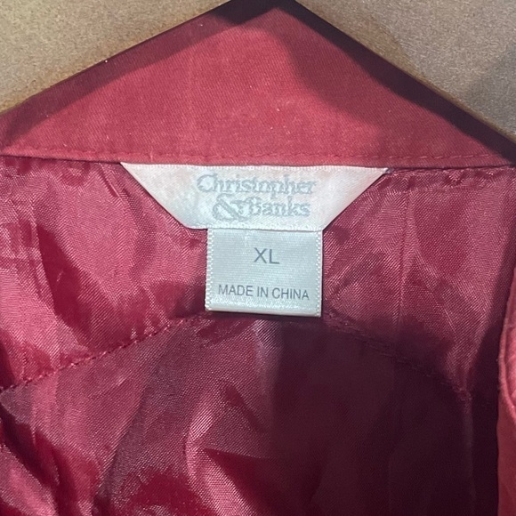 Christopher & Banks Red Snowflake Stitching Detail Women’s Vest Sz XL - Picture 2 of 5